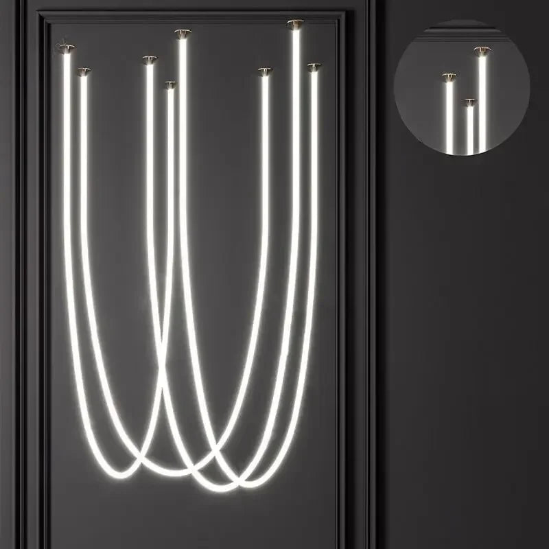 Silicone Long Tube LED Chandelier for Modern Spaces