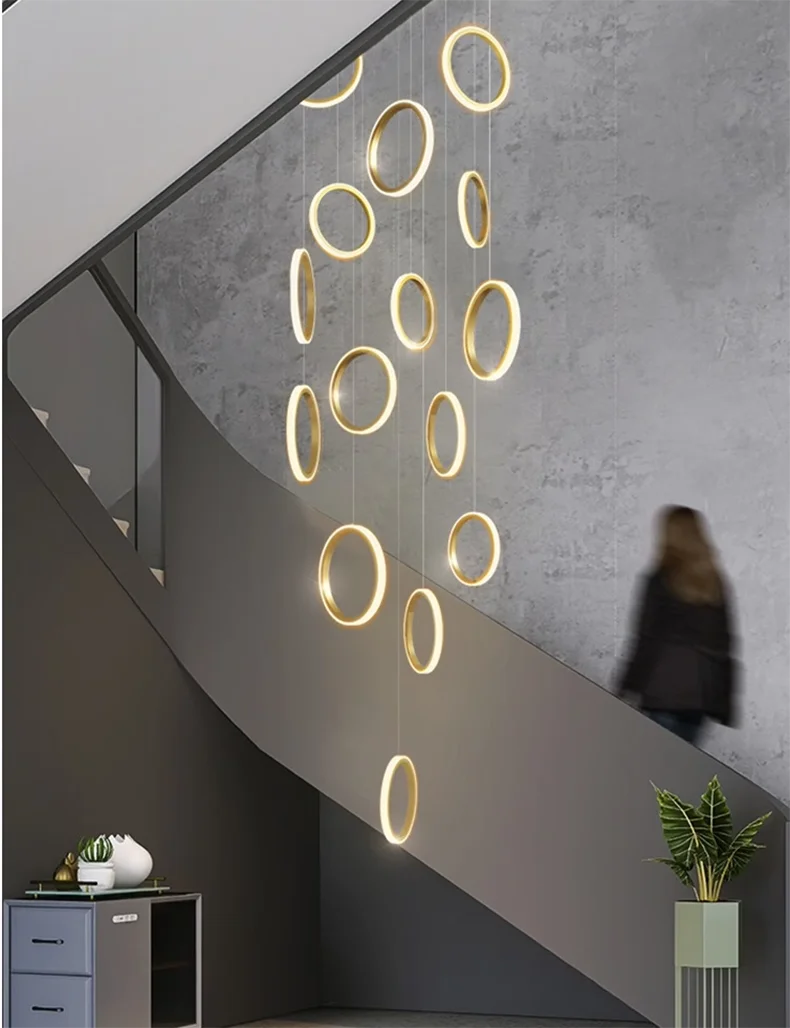 Chic Circular Pendant Lamp Ideal for Stairs and Indoor Decor