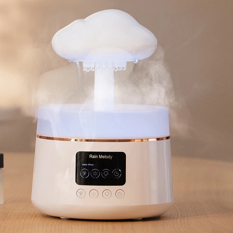 Mushroom Rain Cloud Humidifier Soothing Water Drops, Colorful Lights & Aromatherapy Bliss