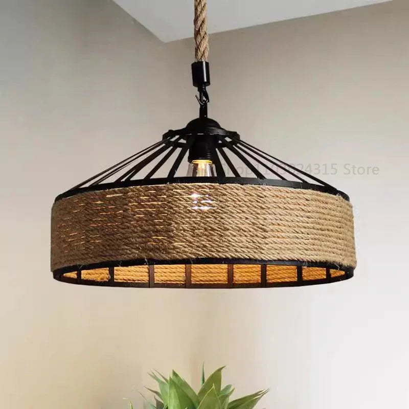 Vintage Handwoven Twine Chandelier for Dining, Living & More