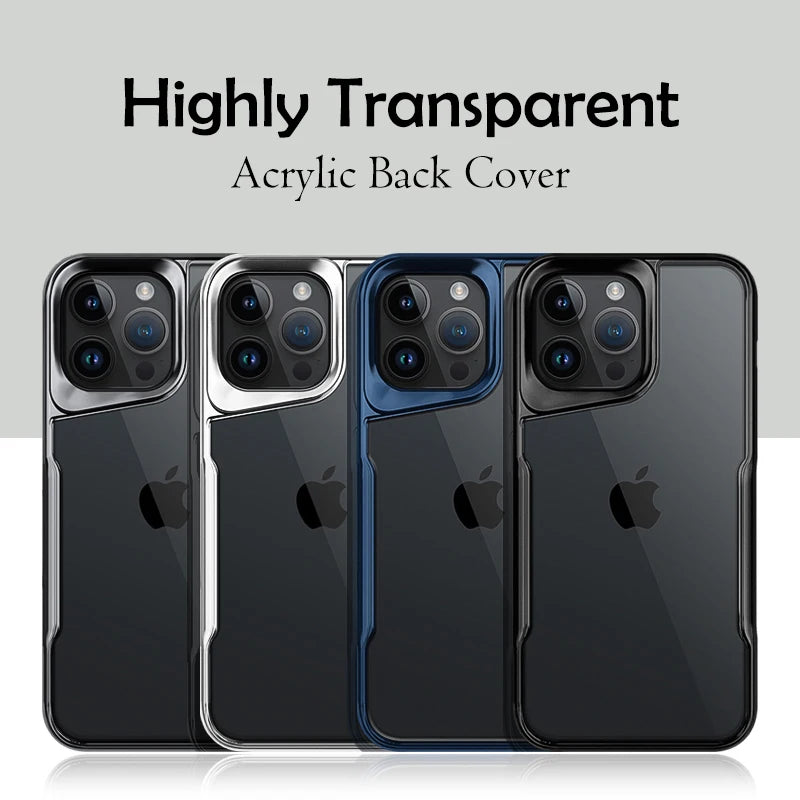 High-Transparency Border Case For iPhone 16 Series- 11-15 Pro Max with Lens Guard & Soft Rubber Plating