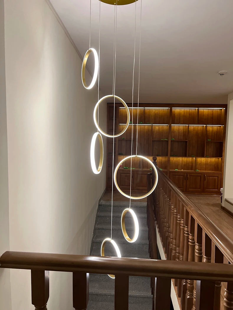 Chic Circular Pendant Lamp Ideal for Stairs and Indoor Decor