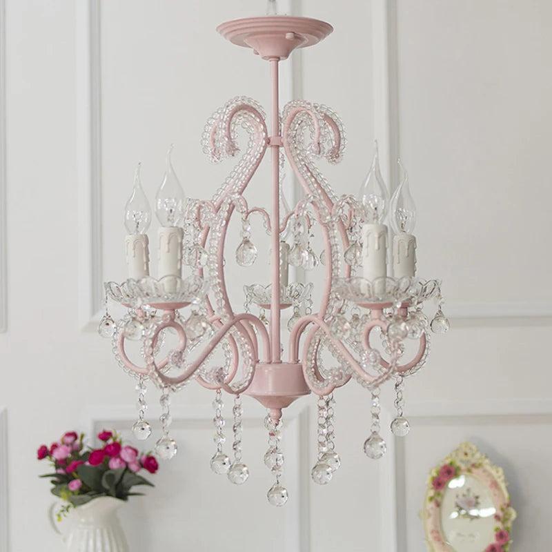Beautiful Pink Crystal Chandelier for Girls’ Rooms