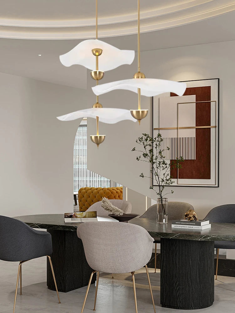 White LED Dimmable Art Deco Chandelier for Trendy Bedrooms