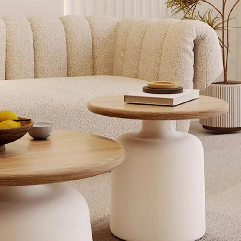 Luxury Round Wooden Japanese Coffee Table Perfect for Any Entryway