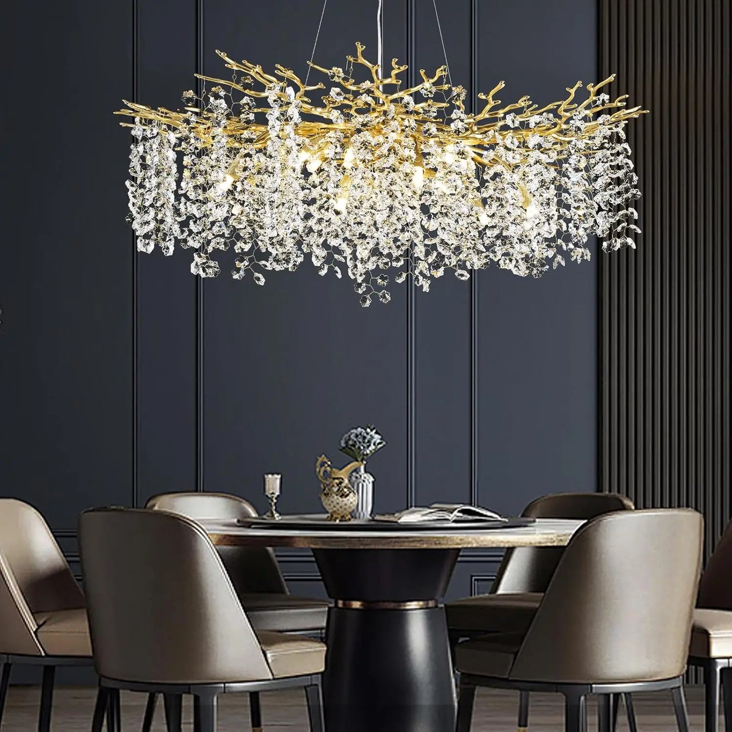 Tree Branch Gold Crystal Chandelier for Your Dining Space