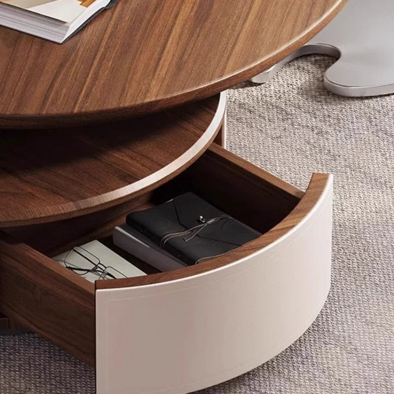 Minimalist Solid Wood White Wax Wood Tea Table for Living Room