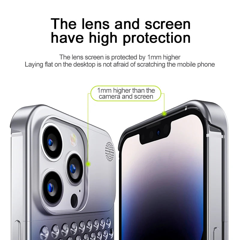 Aluminum Cooling iPhone Case For iPhone 16, 16 Pro, 16 Plus, 16 ProMax, 15,14,13,12 - Pro & Plus Series