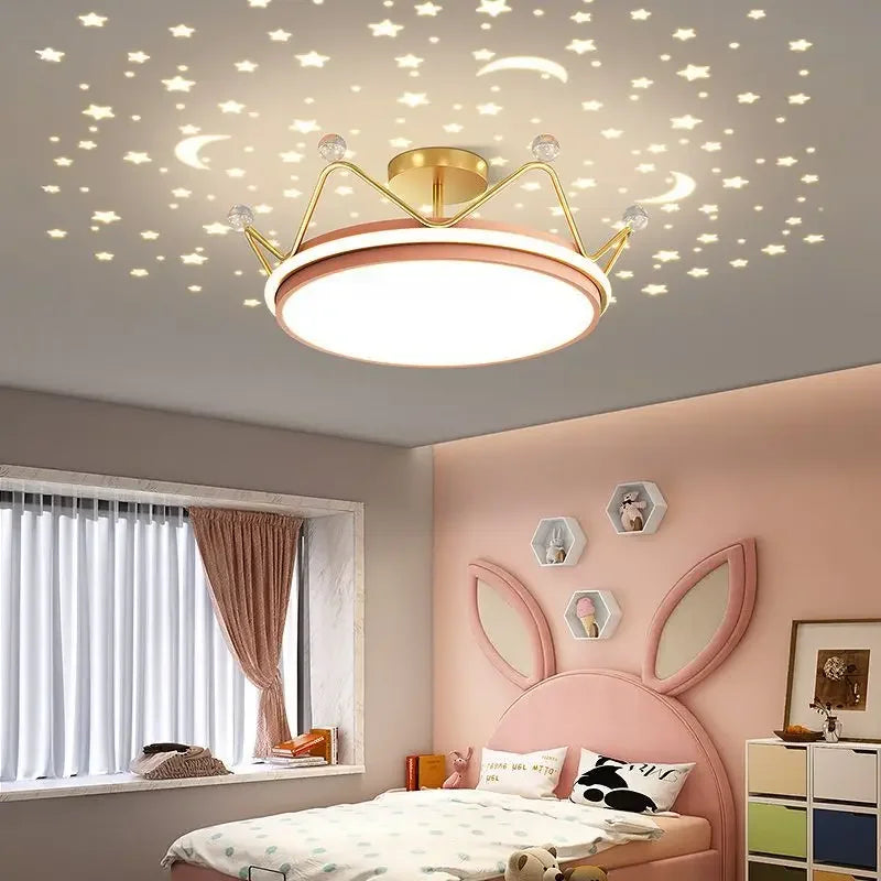 Royal Star & Moon Ceiling Light for a Cozy Kids’ Room