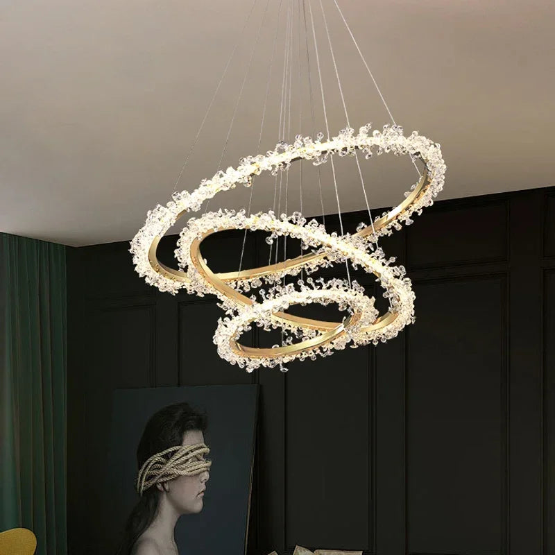 Elegant Modern Crystal Pendant Light – Nordic Ring Chandelier for Stylish Interiors