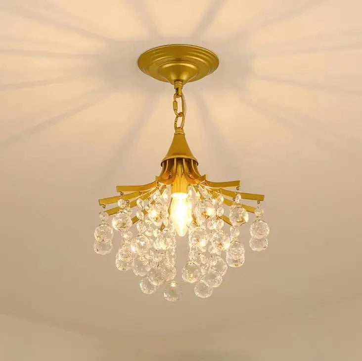 Stylish Small Crystal Chandelier Gold & Black Lustre Lighting for Bedroom & Study