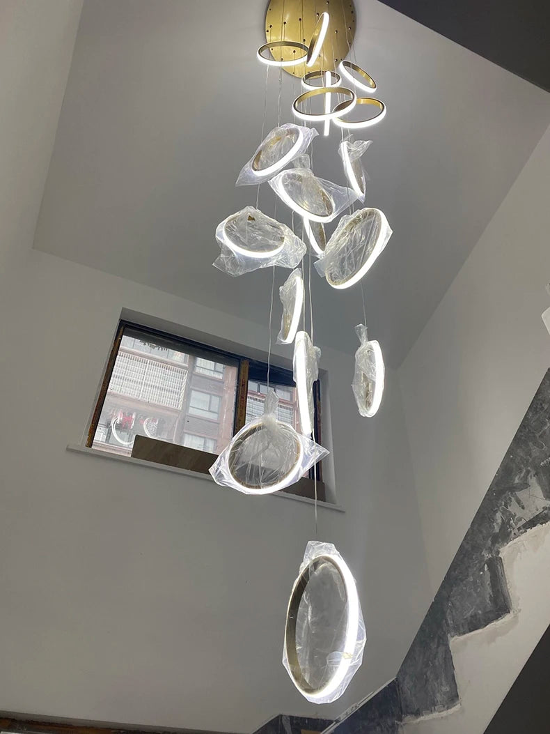Chic Circular Pendant Lamp Ideal for Stairs and Indoor Decor