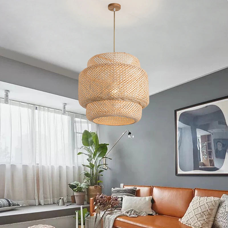 Handcrafted Hand Knitted Bamboo Pendant Lamp for Home & Restaurant