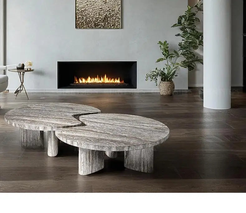 Geometric Marble Coffee Table Set for Modern Living Rooms