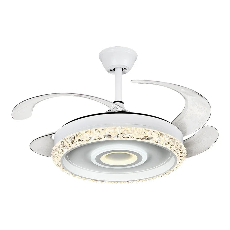 Luxury & Comfort Invisible Fan Chandelier with Crystal Accents & LED Lights for Bedrooms & Dining Rooms