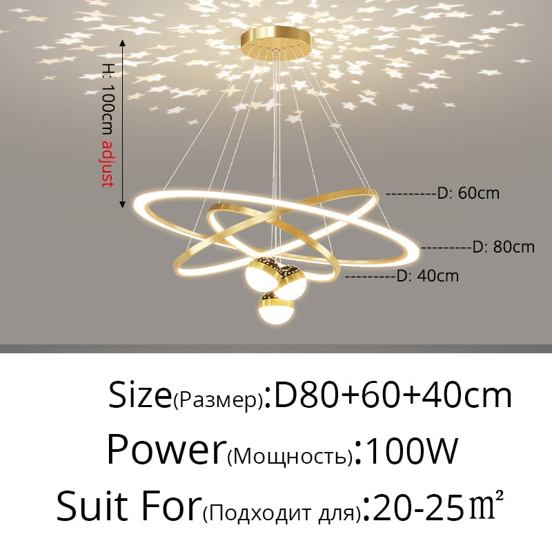 Modern Minimalist LED Ceiling Chandelier for Living Room, Bedroom, or Dining Room