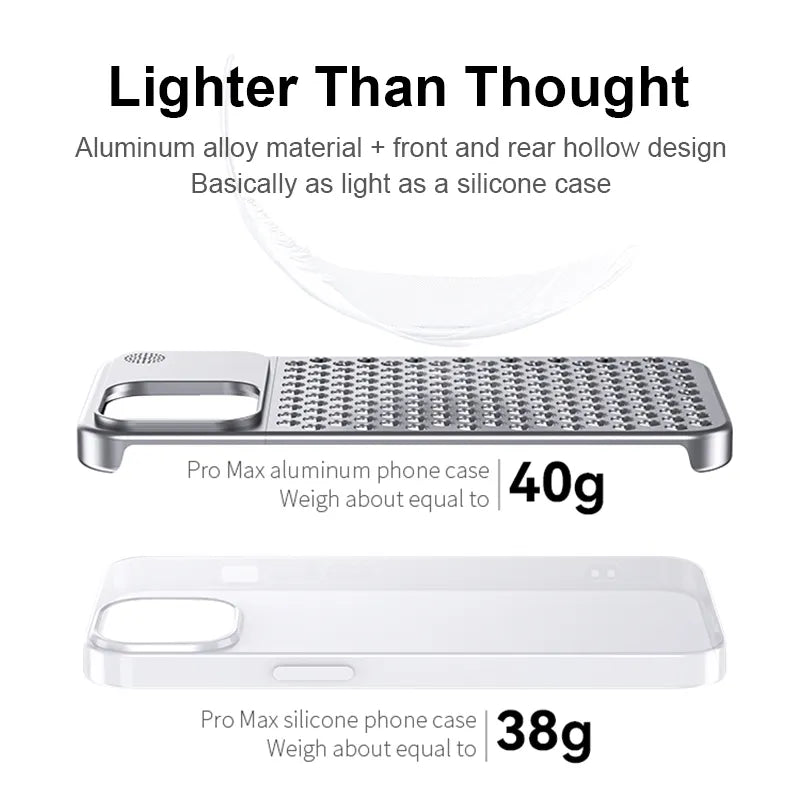 Aluminum Cooling iPhone Case For iPhone 16, 16 Pro, 16 Plus, 16 ProMax, 15,14,13,12 - Pro & Plus Series