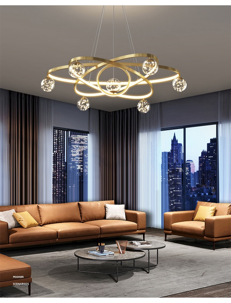 Modern Minimalist LED Ceiling Chandelier for Living Room, Bedroom, or Dining Room