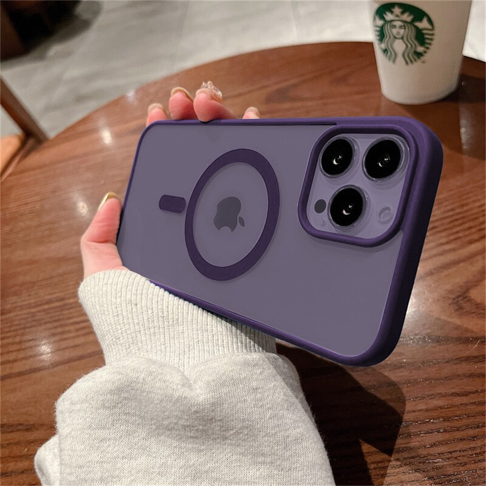 iPhone 16-15 Series Luxury Magsafe Magnetic Wireless Charging Case Shockproof Transparent Cover