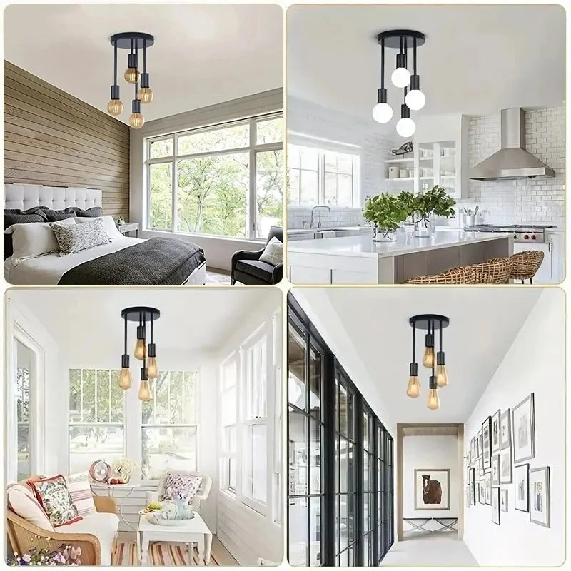 Stunning Black & Gold Ceiling Chandelier Perfect for Hallways & Bedrooms