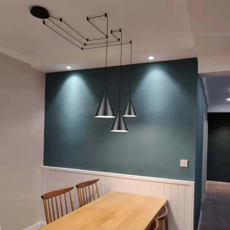 Stylish Cone Shape Iron Art Lamps LED Ilumination Lighting Minimalist Home Interiors