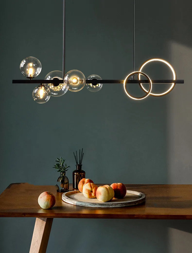Long Black LED Pendant Lamp for Kitchen, Dining & Living Rooms
