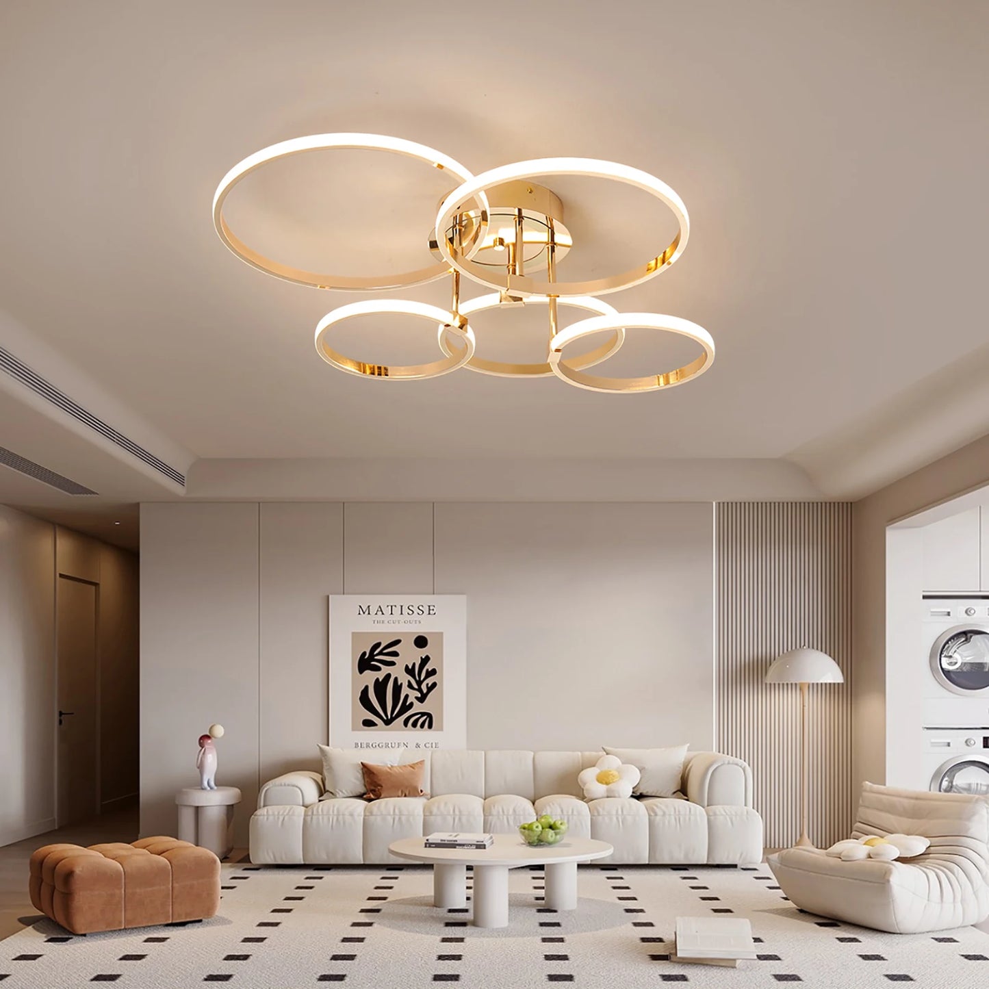 Sleek 4 6 Ring LED Chandelier for Living Room, Bedroom & Kitchen