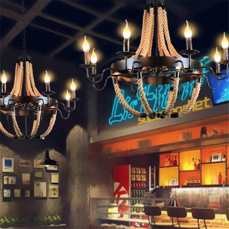 Retro Hemp Rope Lighting Ideal For Restaurants & Lofts