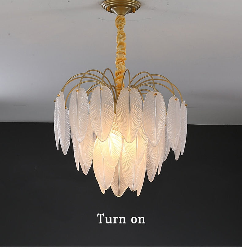 Sleek LED Chandeliers: Nordic Feather Pendant for Dining & Living - Modern Lighting