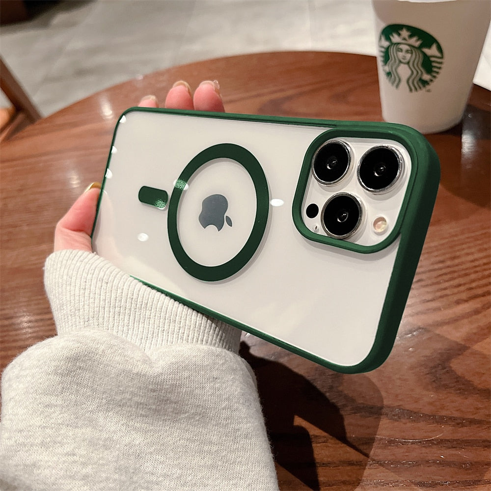iPhone 16-15 Series Luxury Magsafe Magnetic Wireless Charging Case Shockproof Transparent Cover
