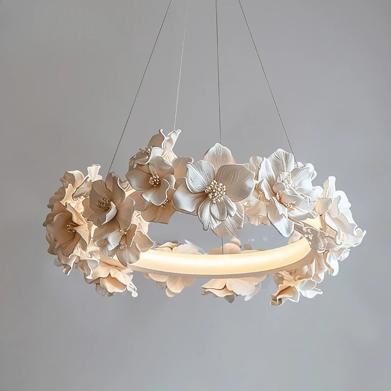 Cream Toned Floral Chandelier Beauty for Any Space