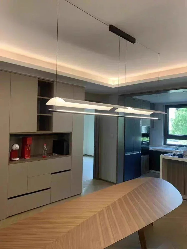 long strip LED chandelier Perfect for offices, living rooms, and dining areas, adding a sleek, contemporary touch
