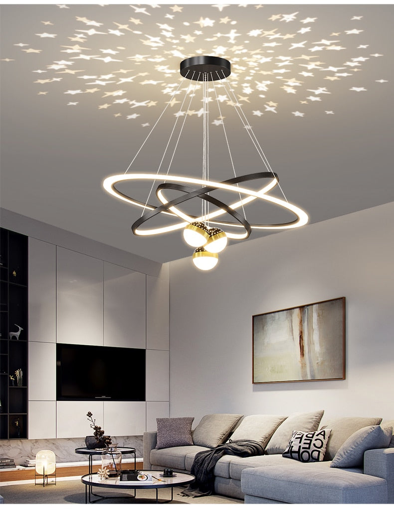 Modern Minimalist LED Ceiling Chandelier for Living Room, Bedroom, or Dining Room