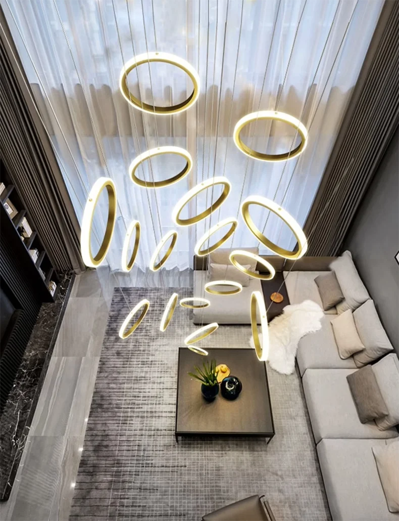Chic Circular Pendant Lamp Ideal for Stairs and Indoor Decor