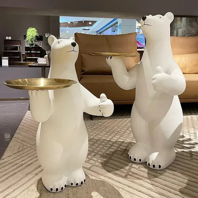 Luxury Polar Bear Side Table – 83cm Oversize Tray Table for Living Room & Home Decoration