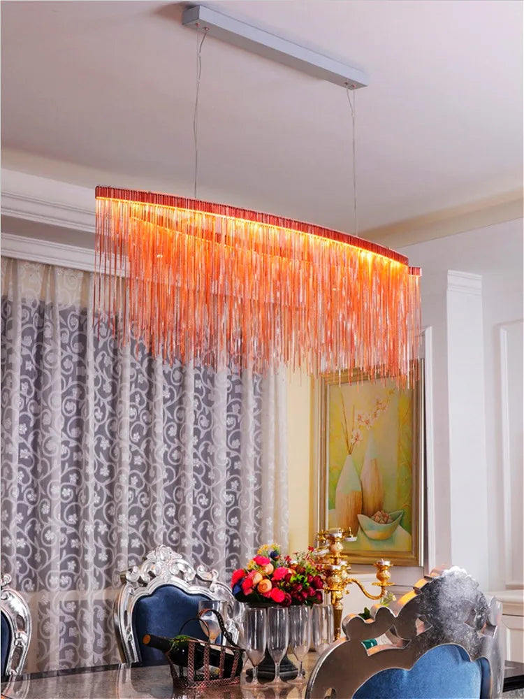 Luxury Tassel Chain LED Restaurant Chandeliers for Living Room, Club, Hotel, Reception