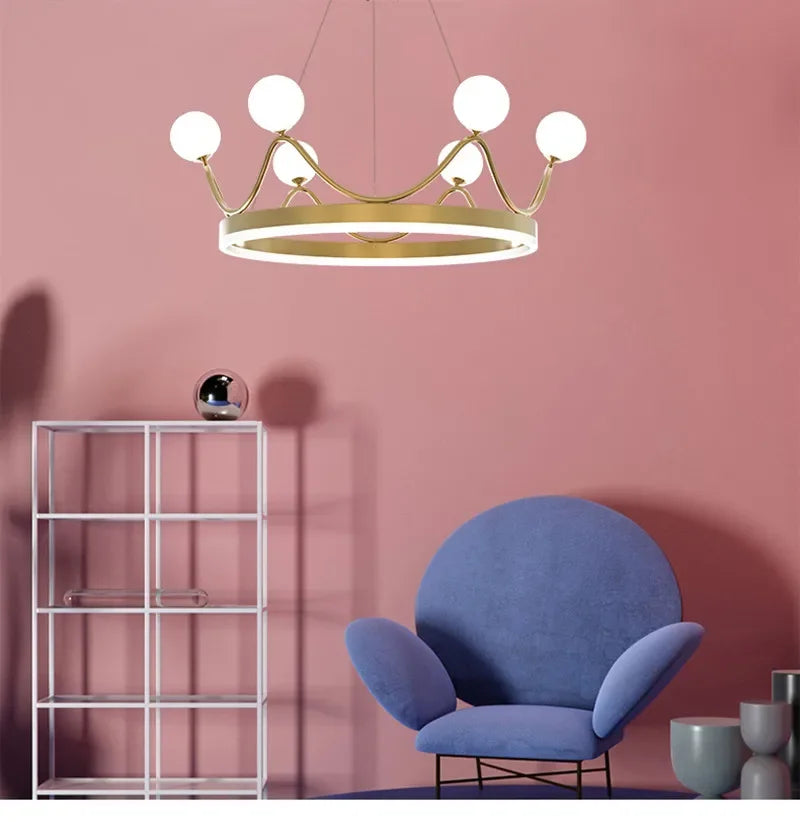 Luxury Crown LED Chandelier for Kids' Rooms & Nurseries
