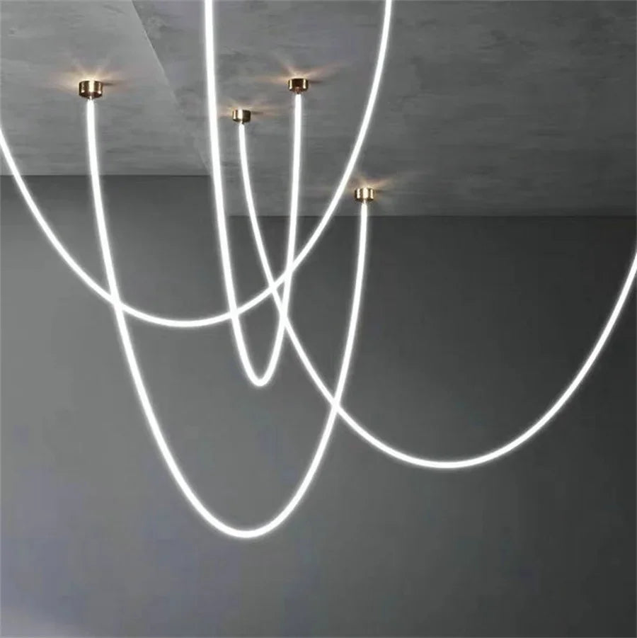 Silicone Long Tube LED Chandelier for Modern Spaces