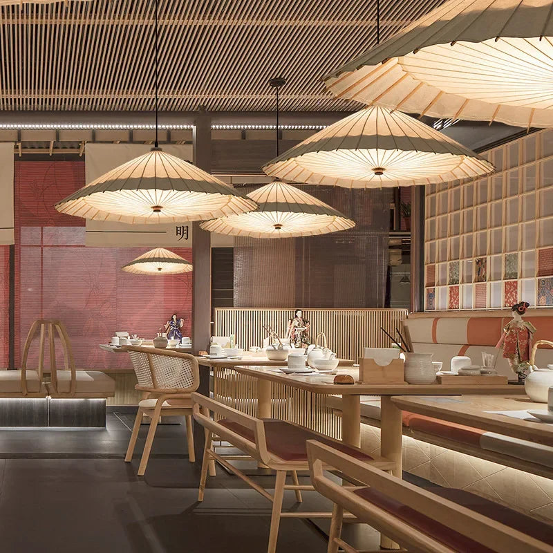 Wabi-Sabi Rice Paper Pendant Lamp – Dining Room & Restaurant Lighting Solution
