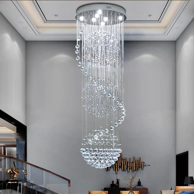 Spiral Ball Drop Chandelier for Hotels & Luxury Homes