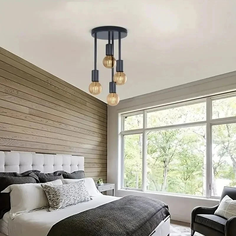 Stunning Black & Gold Ceiling Chandelier Perfect for Hallways & Bedrooms