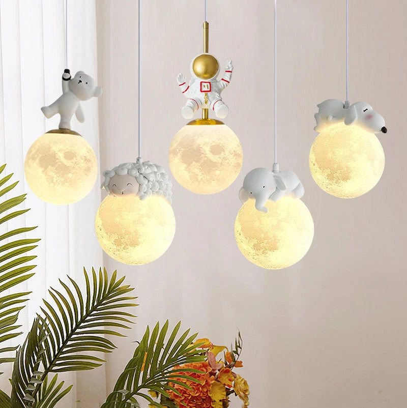 Adorable Bear Moon, and Astronaut Chandelier for Boys and Girls