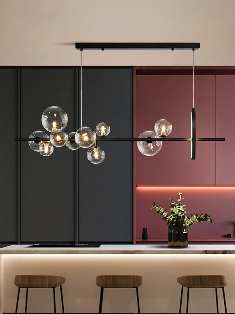 Modern Glass Bubble Chandelier Elegant LED Hanging Light for Any Space