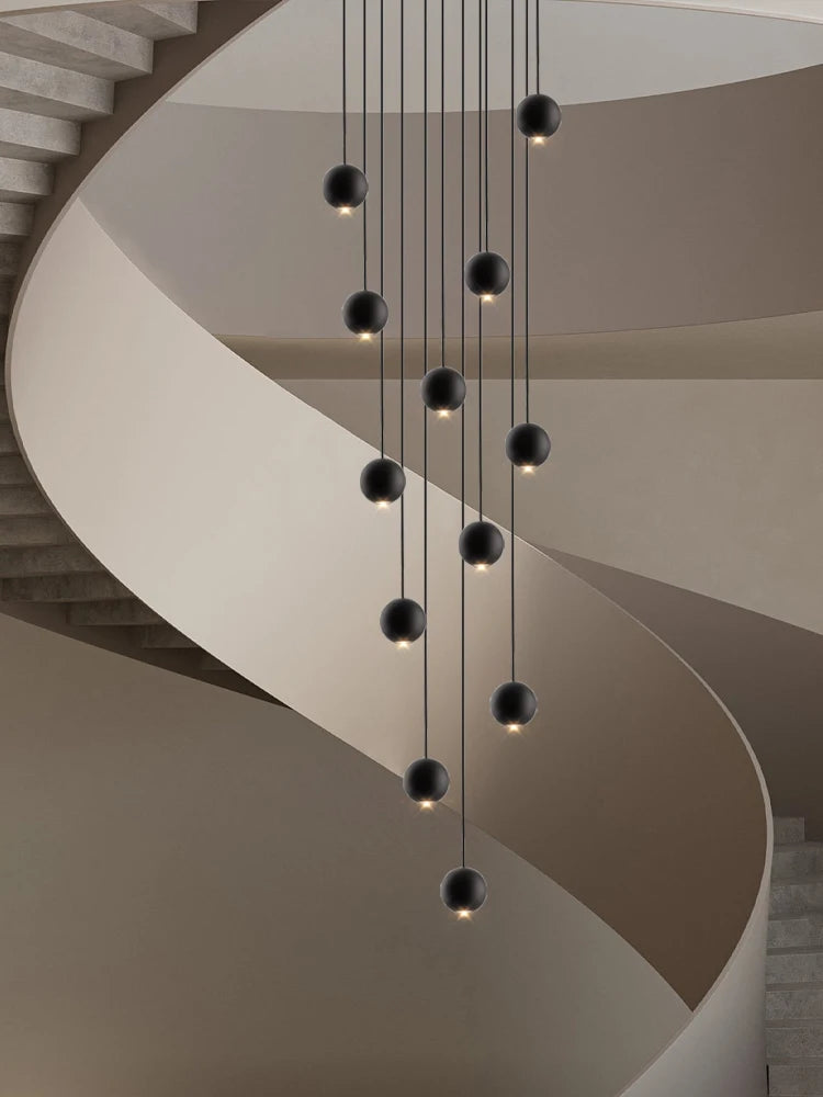 Luxury Black Orb Chandelier for Stairwells & Living Rooms