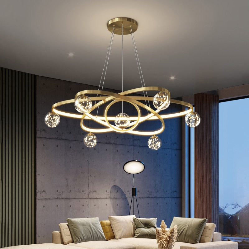 Modern Minimalist LED Ceiling Chandelier for Living Room, Bedroom, or Dining Room