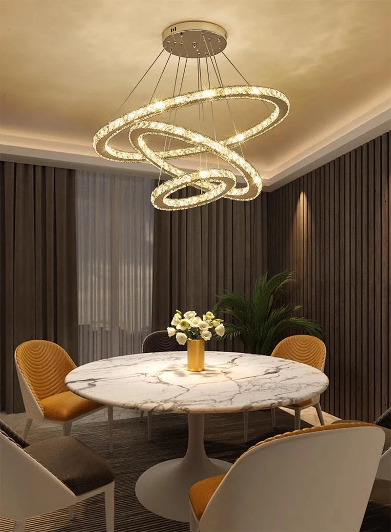 Sparkling Crystal LED Chandelier Perfect for Living & Dining Spaces