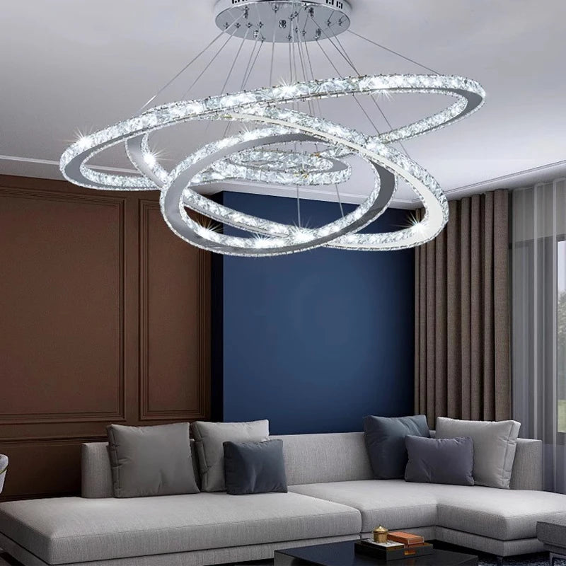 Sparkling Crystal LED Chandelier Perfect for Living & Dining Spaces