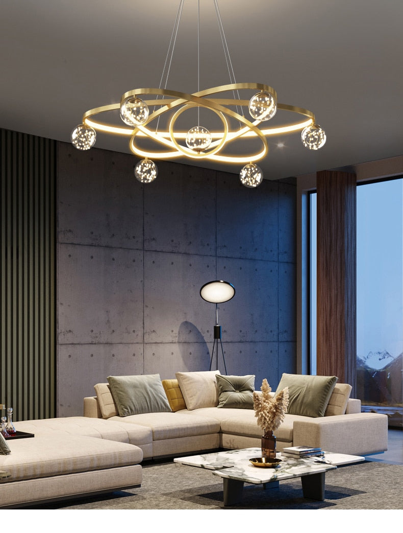 Modern Minimalist LED Ceiling Chandelier for Living Room, Bedroom, or Dining Room