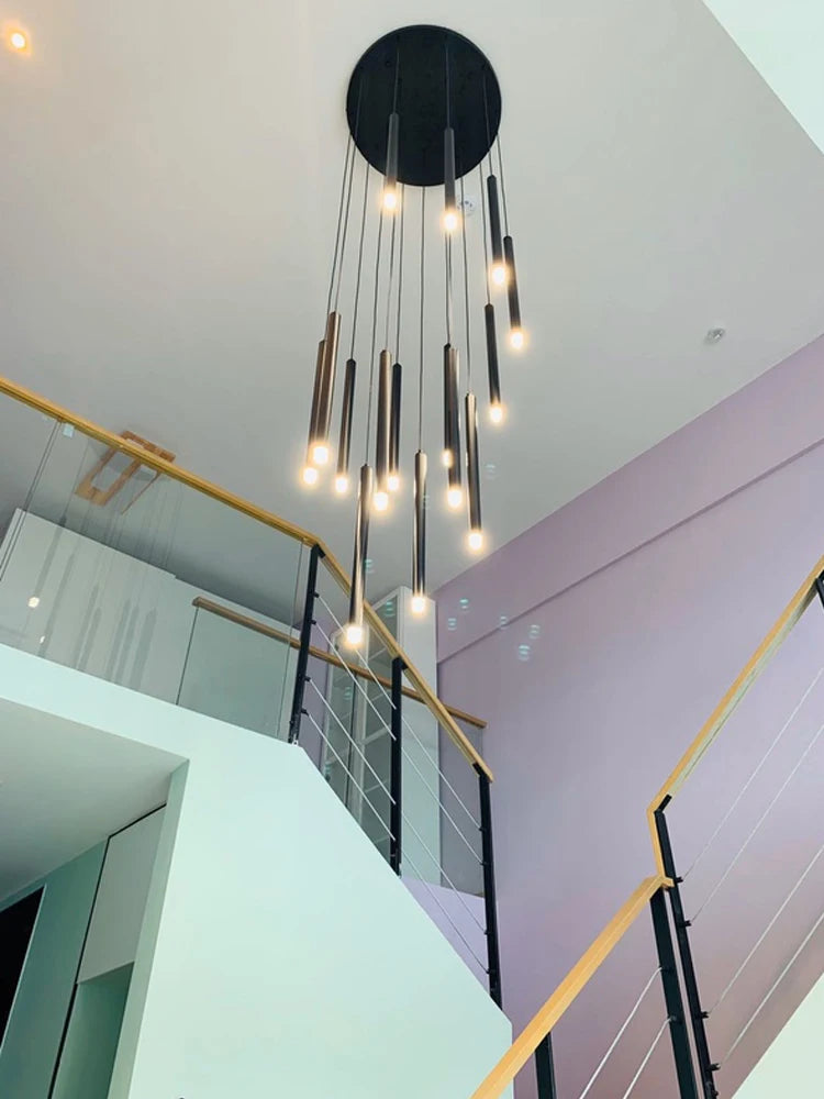 Modern Loft LED Chandelier for Staircases & Hotels