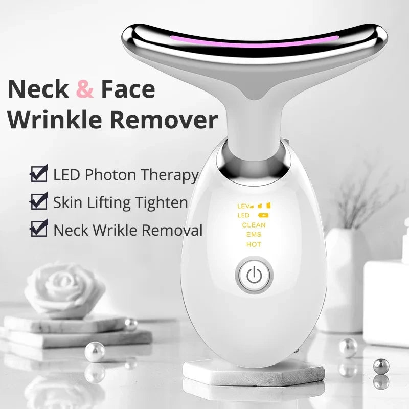 Electric LED Photon Neck Anti-Wrinkle Massager for Youthful Facial Lift and Micro-Current Wrinkle Removal